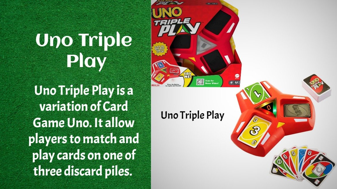 UNO Triple Play Card Game w/ 3 Discard Piles, Lights & Sound working  887961963434
