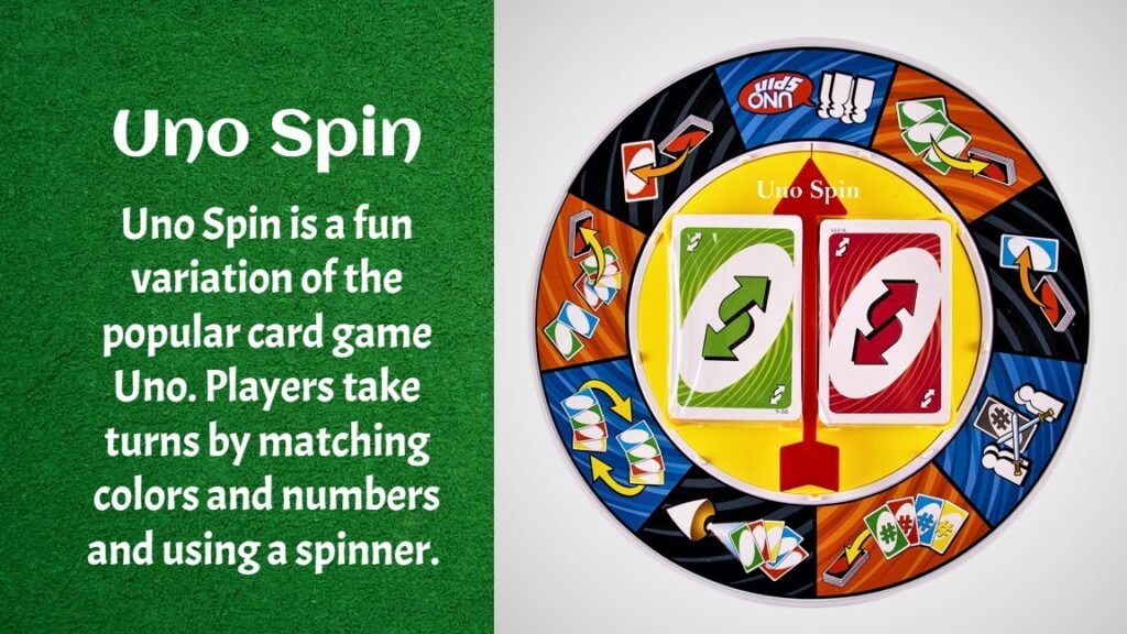 UNO Spin is a variation of the popular card game Uno, including a wheel with many innovative transformations. 