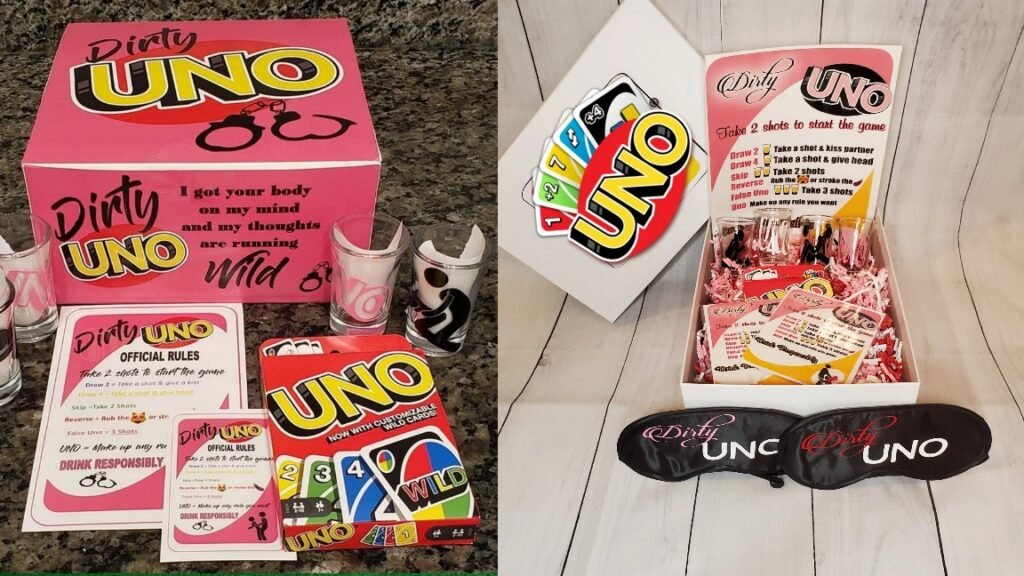 Strip and Dirty Uno is a variation of the classic Uno card game, spiced up with unique rules. Players are dealt 7 cards each and play like regular uno