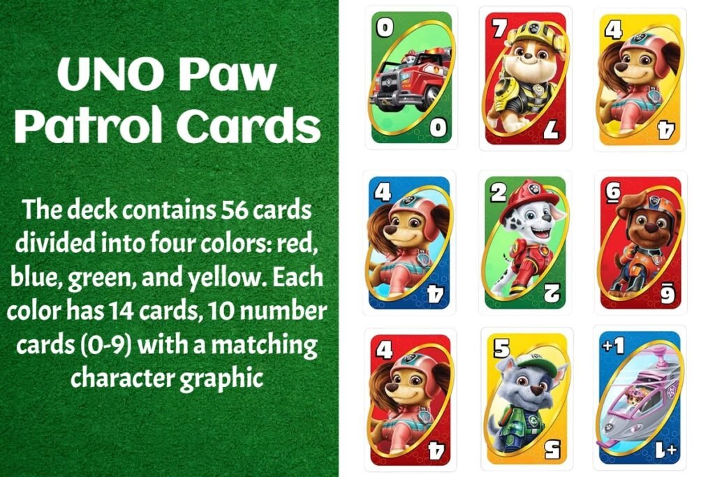 UNO Paw Patrol Rules And Cards 2 cards in UNO Junior Paw Patrol