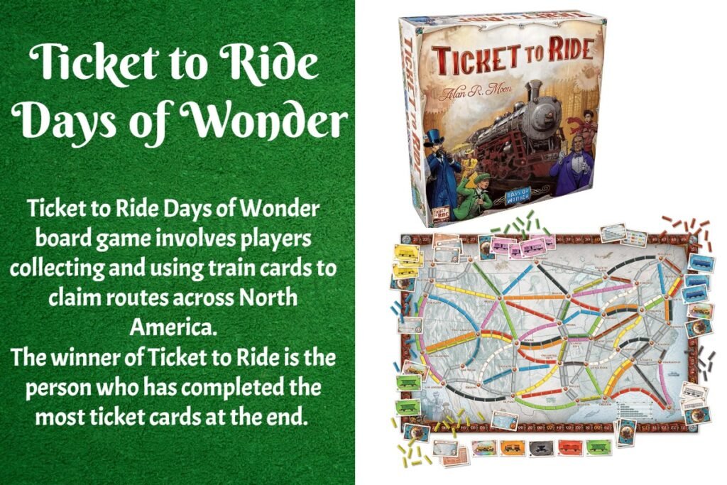 Ticket to Ride Days Of Wonder 7 Ticket to Ride Days Of Wonder objective is to be the first player to collect six ticket cards, then to collect the gold and ticket, and win. To play the game, mix the cards, then deal four to each player, and place the remaining cards face down at the side of the board.